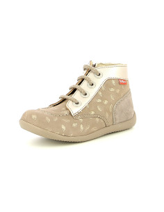 Bottes Bebe fille KICKERS BONZIP 87905810 Taupe or imprimé Taille